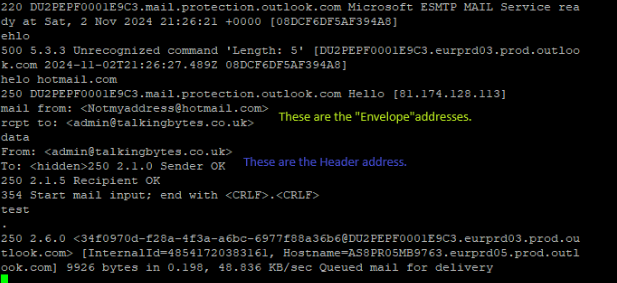 Sending Email Via Telnet
