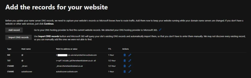 M365 Add The Records For your Website Image