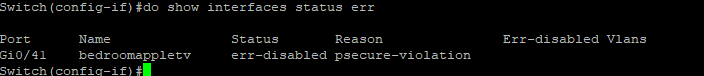 show interfaces status err-disabled