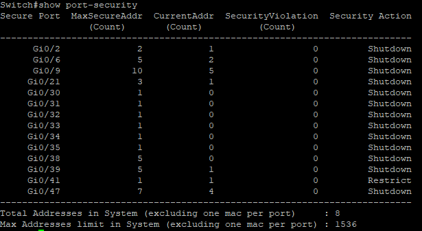 Show Port-Security