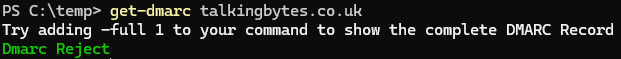 Get-Dmarc Command Example